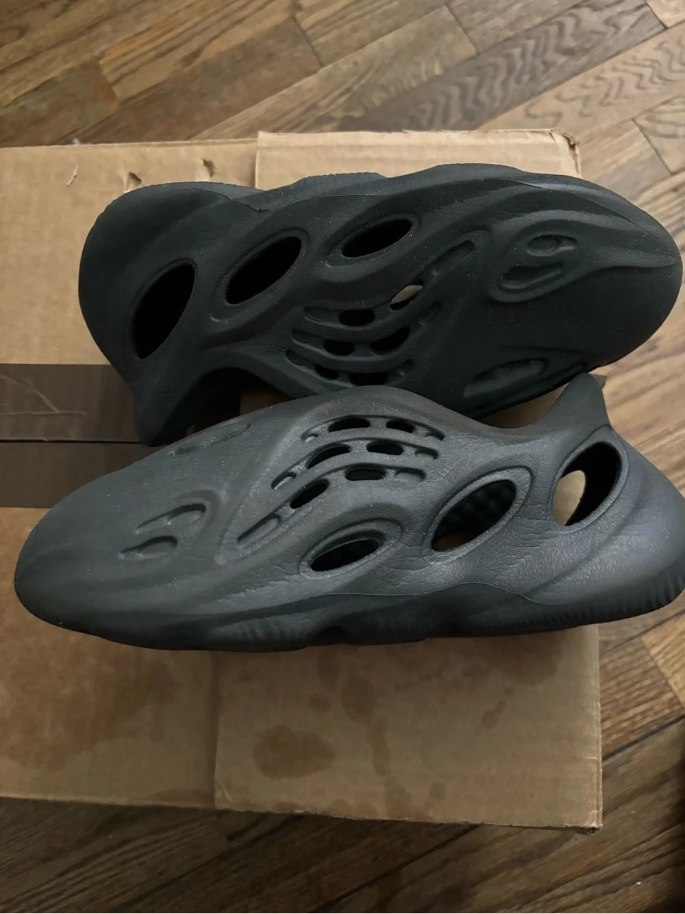 Yeezy Kids Black Foam Slip-On Slippers